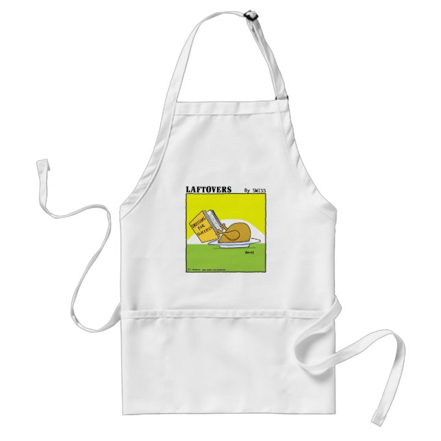 Holiday Dinner Laftovers Turkey Cartoon Funny Adult Apron (Front)