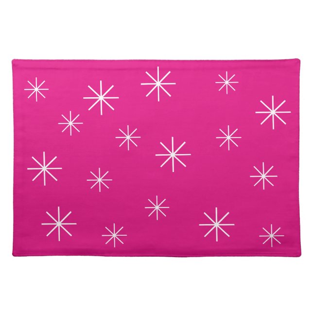 Holiday Dinner Many Stars Design Modern Chic Pink  Cloth Placemat (Front)