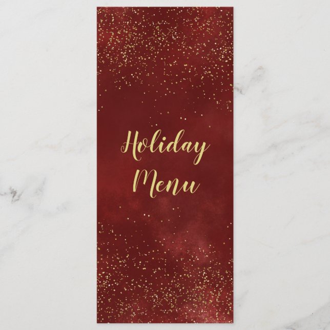 Holiday Dinner Party, Red, Gold,  Menu (Front)