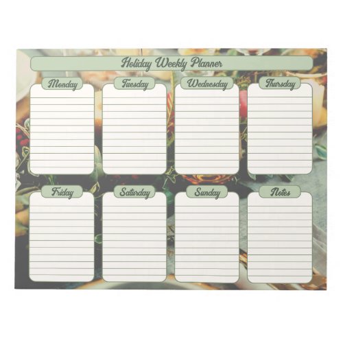 Holiday Dinner Table Weekly Planner Notepad