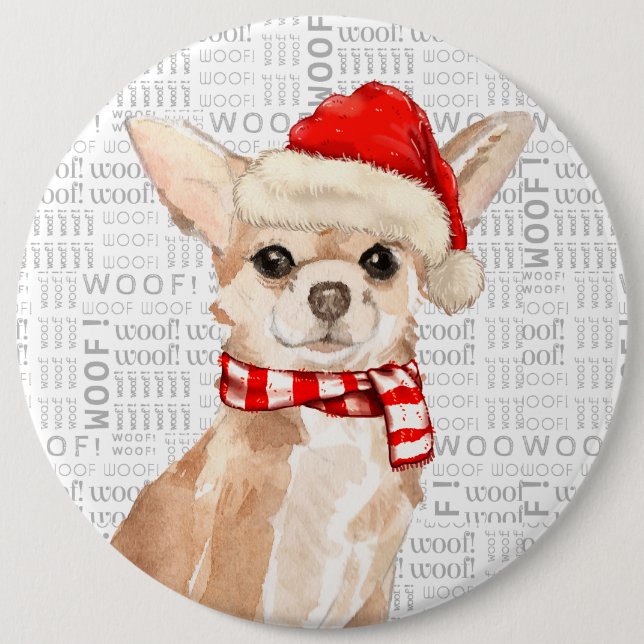 Holiday Dog Fleas Navidog Christmas Chihuahua Butt Button (Front)