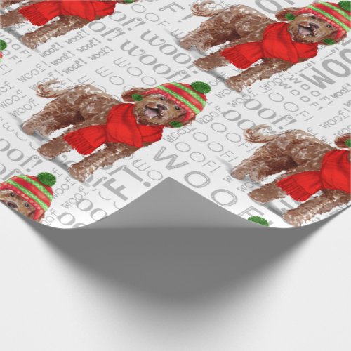 Holiday Dog Lover Brown Labradoodle Christmas Wrapping Paper