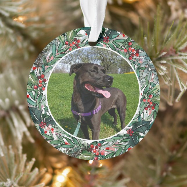 Holiday Dog or Cat One Photo Pet Ornament (Tree)
