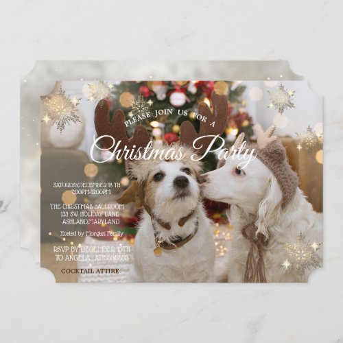 Holiday Dogs In Love Christmas Party Invitation