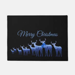 Holiday Doormat-Merry Christmas Blue Deer/Elk Doormat