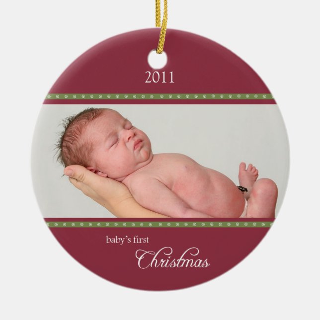 Holiday Dots Ornament wine/green (Front)