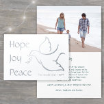 Holiday Dove Hope Joy Peace Green Typography Photo Foil Card<br><div class="desc">Wish family and friends a simple gift of peace for the holidays with an elegant dove one photo folded greeting card. All wording on this template (including "Hope Joy Peace" on front) is simple to customize, making it suitable for Christmas, New Years, Hanukkah and Rosh Hashanah. The white, green and...</div>