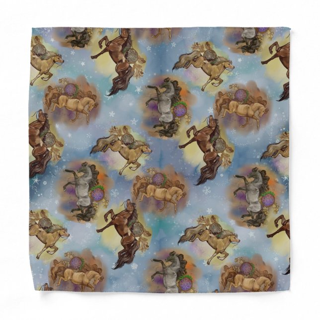 Holiday Dreamcatcher Western Horses Pattern Bandana (Front)
