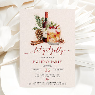 Holiday Drink Christmas Party Invitations
