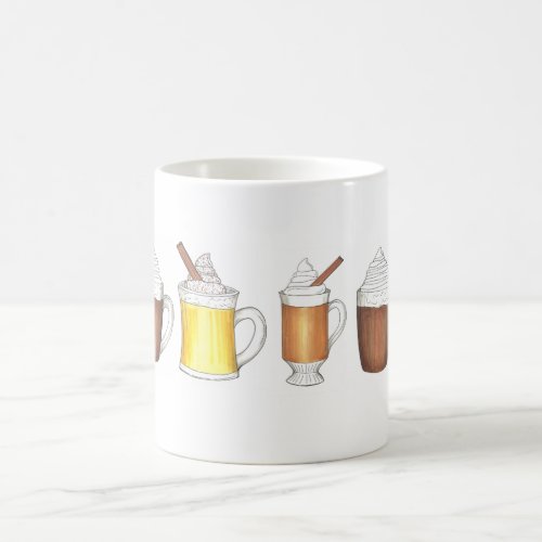 Holiday Drinks Egg Nog Buttered Rum Hot Cocoa Coffee Mug