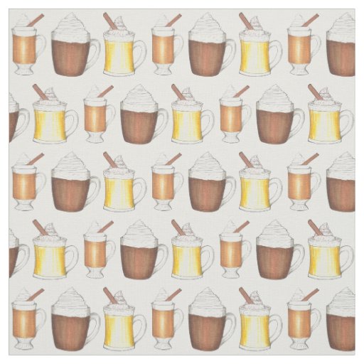Holiday Drinks Hot Cocoa Egg Nog Buttered Rum Fabric