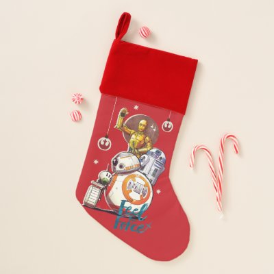 Holiday Droids Illustrated Collage Christmas Stocking