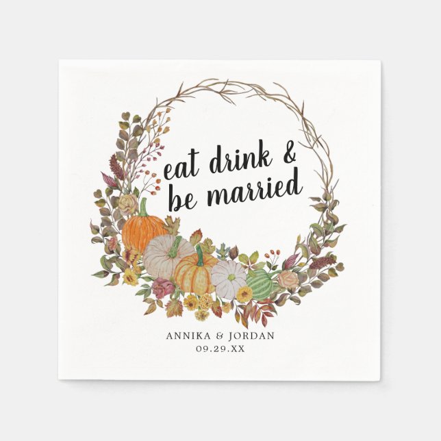 Holiday Eat Drink and Be Married Thanksgiving Napkins (Front)