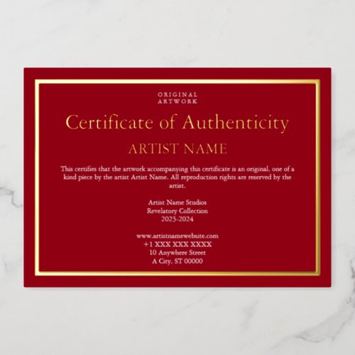 Holiday Edition Foil Certificate of Authenticity