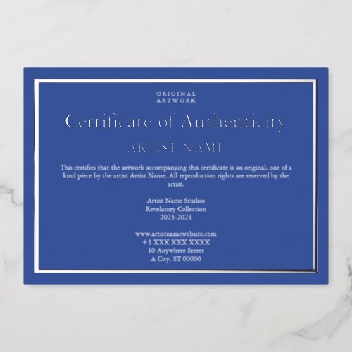Holiday Edition Foil Certificate of Authenticity