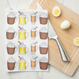 Holiday Egg Nog Cocoa Buttered Rum Christmas Food Kitchen Towel