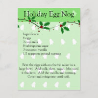 Holiday Egg Nog Recipe Post Card