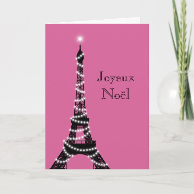 Holiday Eiffel Tower Card fuchsia (Front)