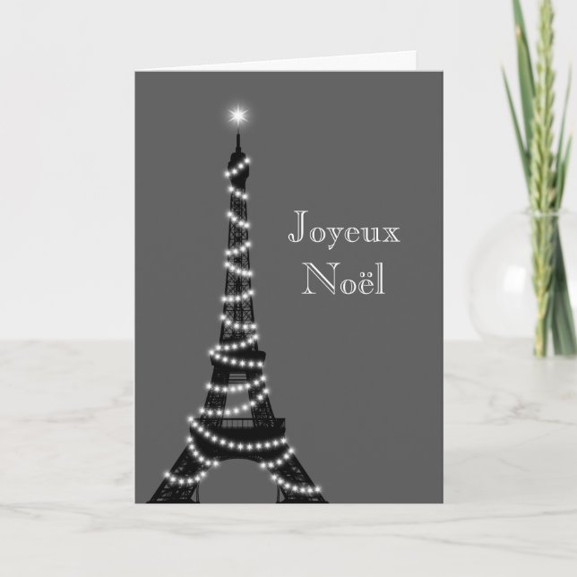 Holiday Eiffel Tower Card gray (Front)