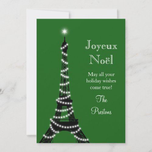 Holiday Eiffel Tower Card green