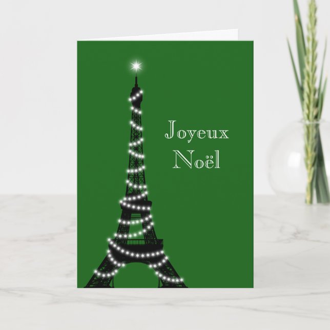 Holiday Eiffel Tower Card green (Front)