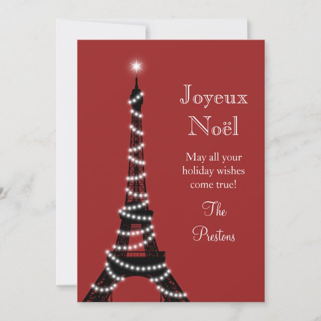 Holiday Eiffel Tower Card red (Front)