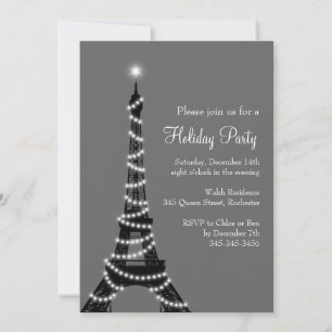 Holiday Eiffel Tower Invitation gray