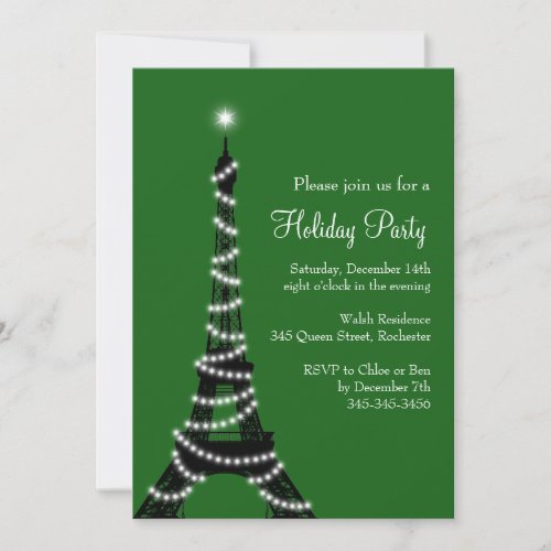 Holiday Eiffel Tower Invitation green