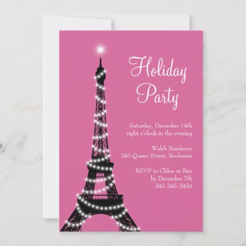 Holiday Eiffel Tower Invitation pink