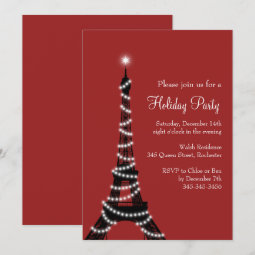 Holiday Eiffel Tower Invitation red | Zazzle