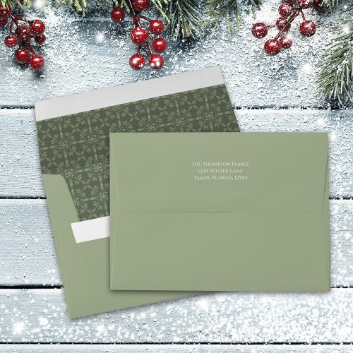 Holiday Elegant Green Snowflake Classic Elegant Envelope