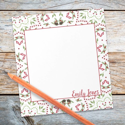 Holiday Elegant Red Green Mandala Christmas Notepad