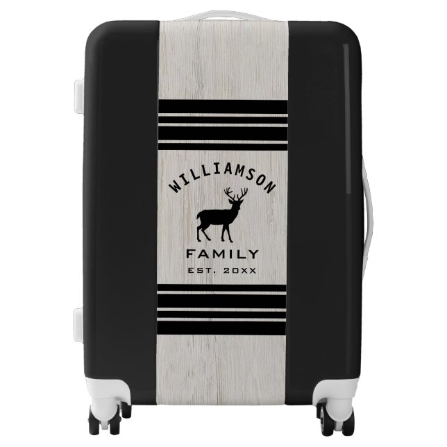 Holiday Elegant Rustic Woodland Deer Family Name Luggage (Front)