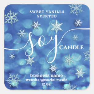 Holiday elegant snowflake script soy candle label