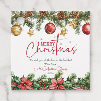 Holiday Elegant Soft Merry Christmas Party Favor Tags