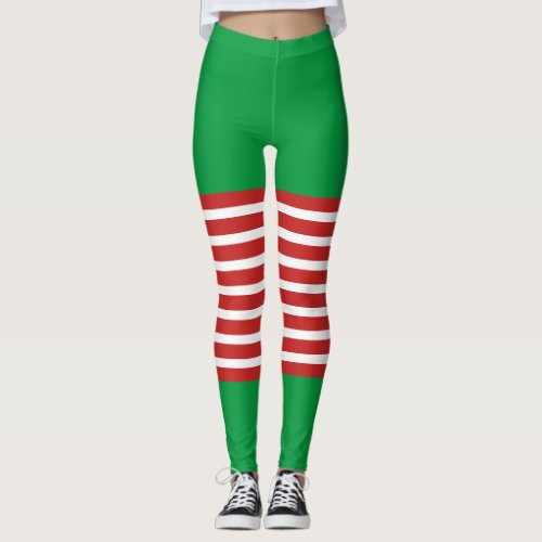 Holiday Elf Leggings Candy Cane Christmas