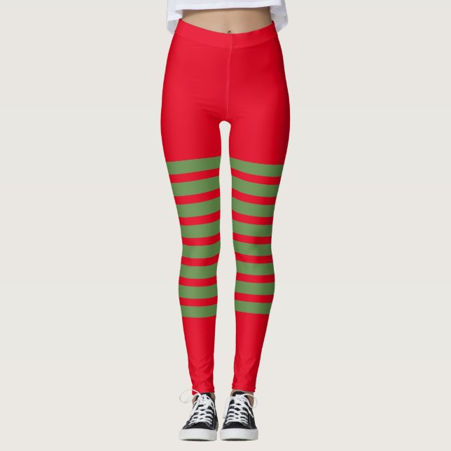 Holiday Elf Leggings Candy Cane Christmas (Front)