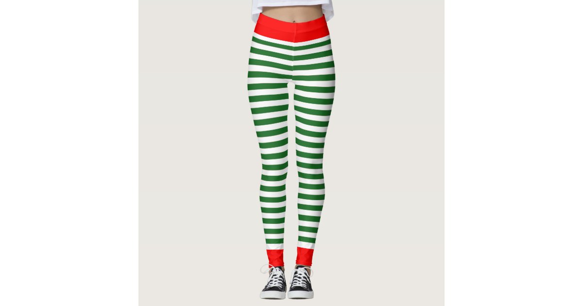 Christmas Elf Leggings Red and White Striped CANDY CANE LEGGINGS Womens Red  and White Striped Leggings Yoga Leggings Yoga Pants for Women