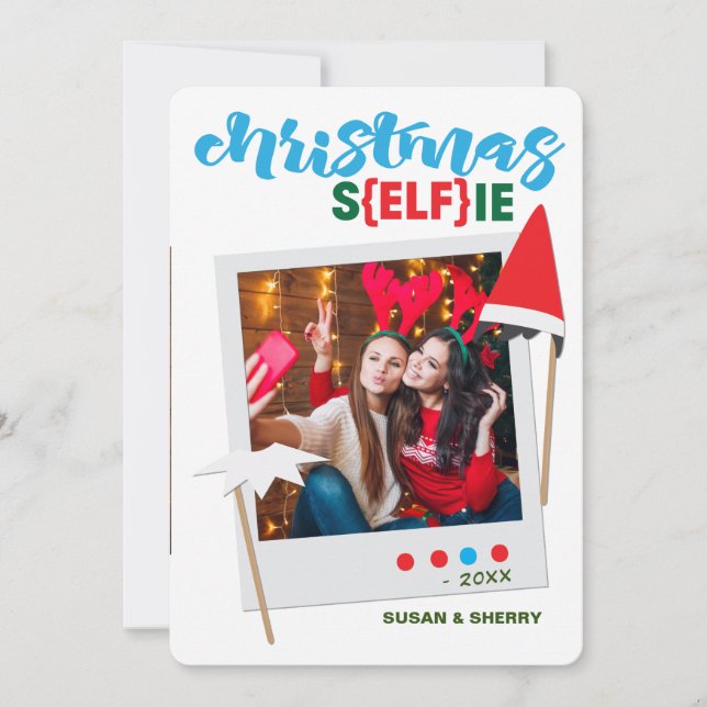 Holiday ELF sELFie Christmas Photo Card (Front)