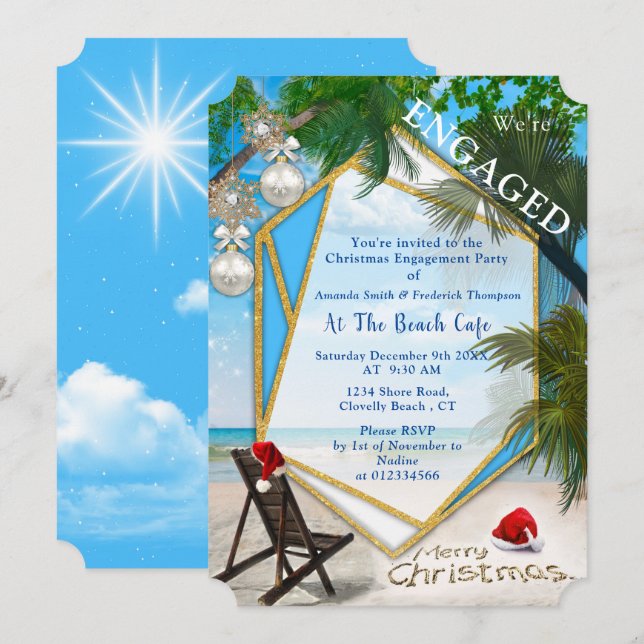 Holiday Engagement Christmas Party Invitation (Front/Back)