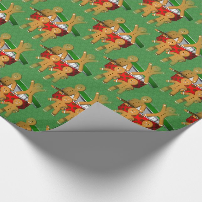 Holiday Escaping Gingerbread Cookies Cute   Wrapping Paper (Corner)