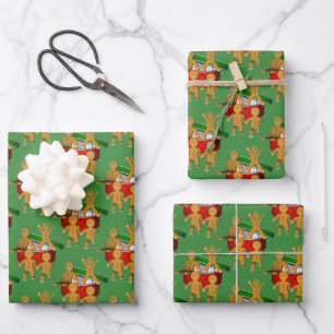 Holiday Escaping Gingerbread Cookies Cute   Wrapping Paper Sheets