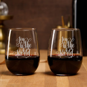 Holiday Etched Wine Glass