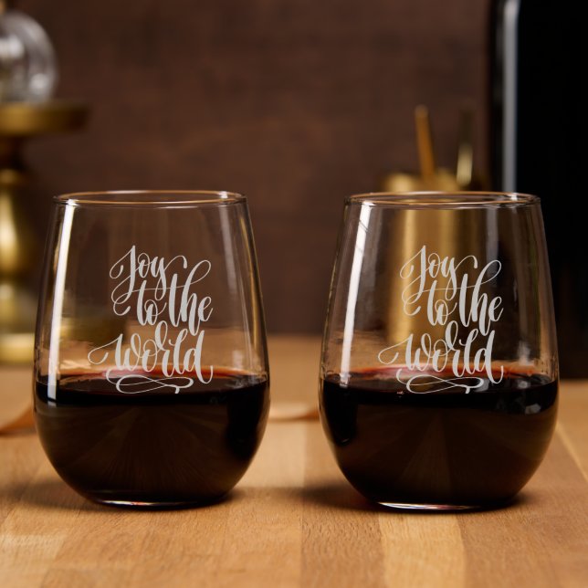 Holiday Etched Wine Glass  (Party)