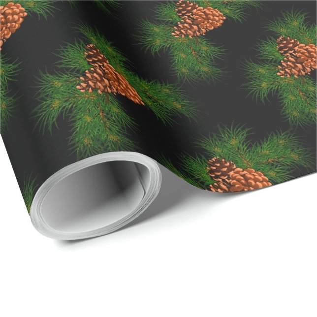 Holiday Evergreen pine cone pattern - Wrapping Paper (Roll Corner)