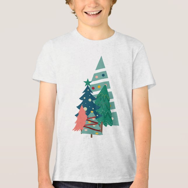 Holiday Evergreens Design Tri-Blend Shirt (Front)