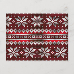 Holiday Fair Isle Knit Pattern Postcard