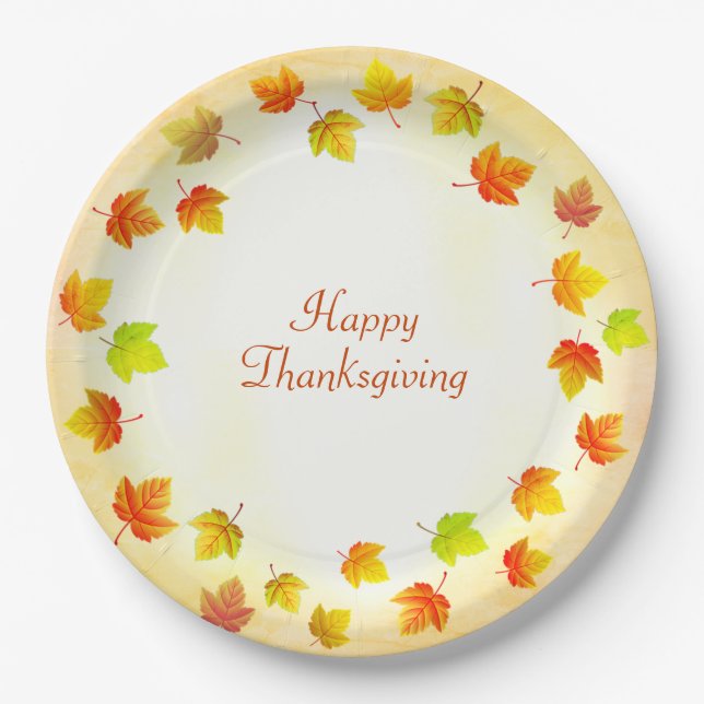 Holiday Fall Leaves  Paper Plates (Front)