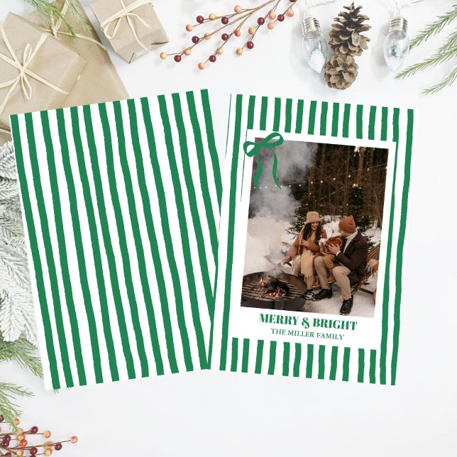 Holiday family Christmas Photo Card with Stripes (Creator Uploaded)