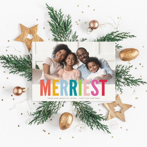 HOLIDAY FAMILY PHOTO merriest bold bright wide